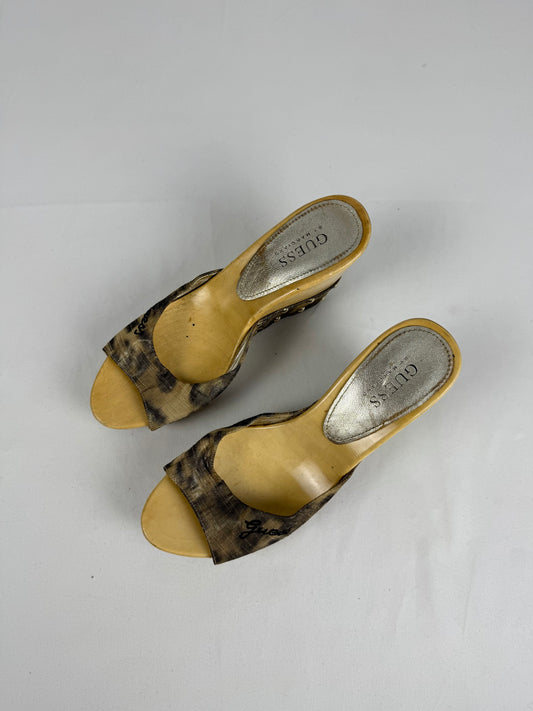 Khaki camo wedge heels mules (37)