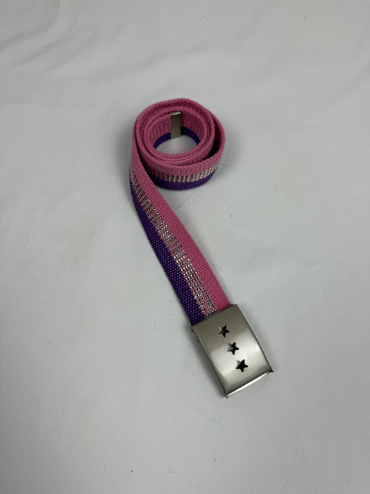 Striped pink metallic belt (95cm)