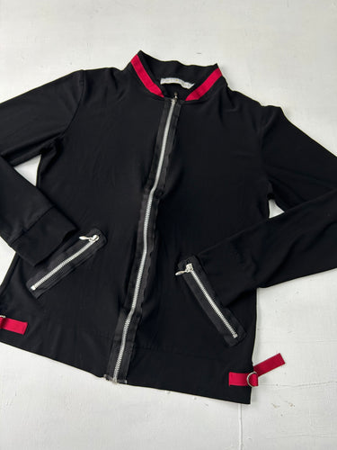 Black zip up 90s vintage blazer jacket (S/M)