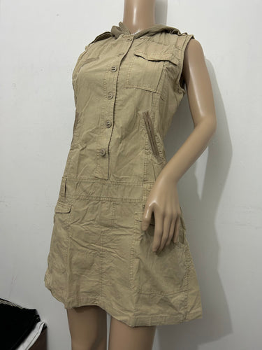 Beige utility 90s Y2K vintage cotton polo dress (S/M)