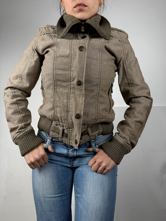 Beige biker jacket (S)