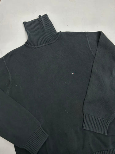 Black turtleneck 90s vintage knitted jumper (L)