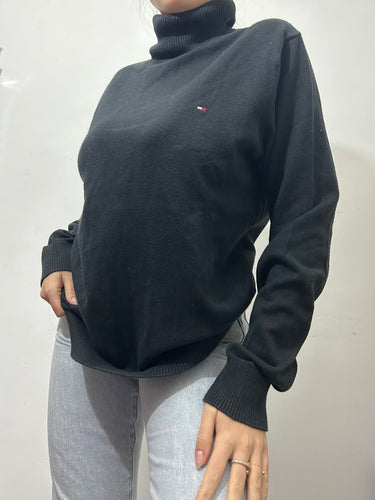 Black cotton turtleneck 90s jumper (XL)