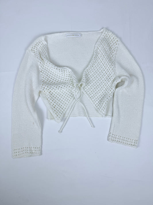 White crochet tie up bolero jumper (XL)