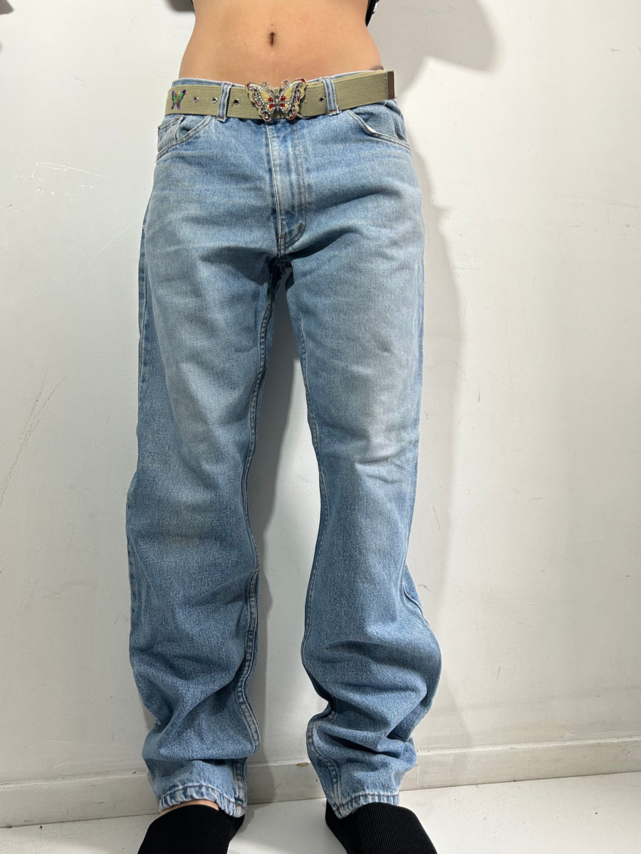 Blue denim low waist baggy large 90s pants (L)