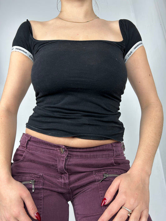 Black cotton stretchy tee (XS)