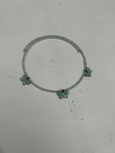 Pearls & butterfly pendant choker y2k necklace