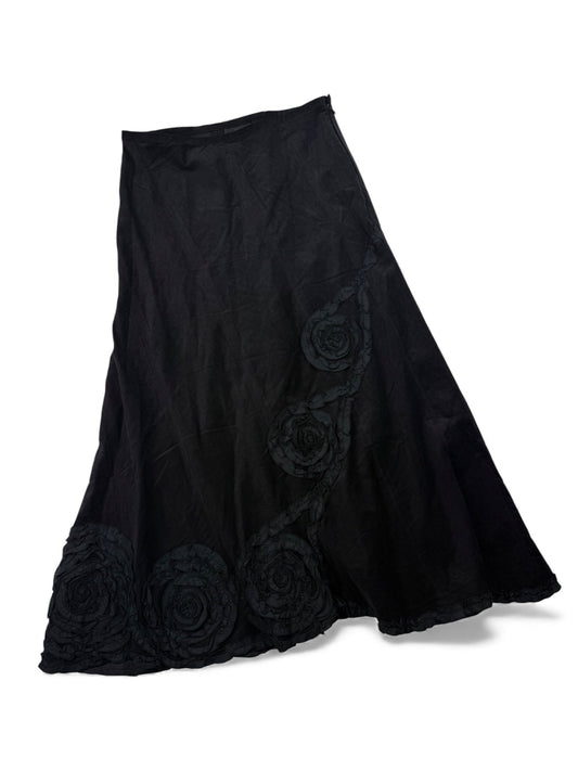Black floral asymmetric maxi skirt (S)