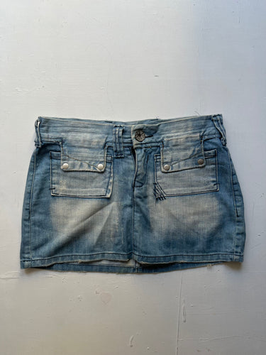 Blue denim low rise mini skirt 90s y2k vintage (S/M)