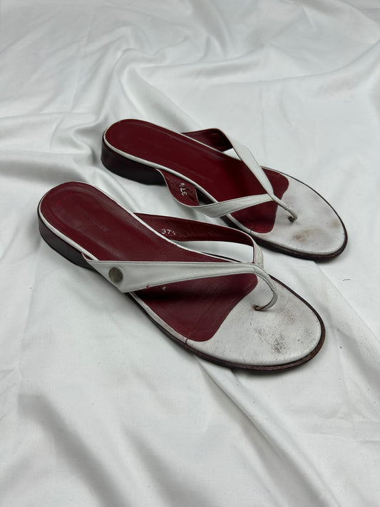 White real leather flip flop mules (37.5)
