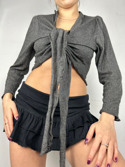 Grey tie up cardigan jumper (One size)