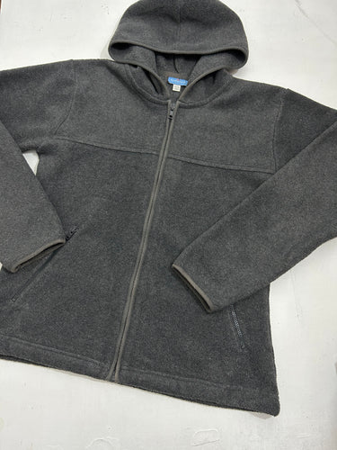 Grey fleece zip up hoodie jacket y2k vintage (S/M)