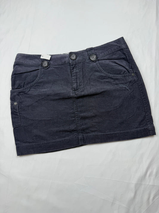 Grey velvet ribbed low rise mini skirt (S/M)