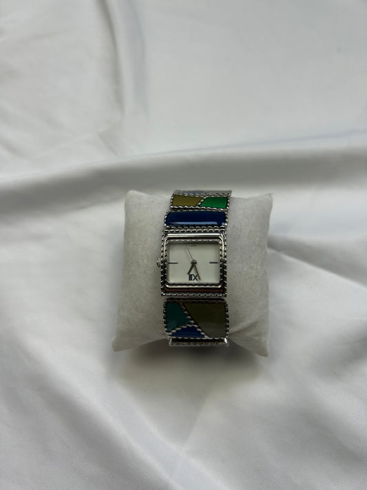 Vintage blue inox bracelet jewelry watch