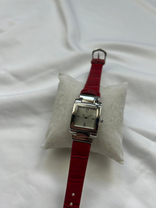 Vintage silver inox leather bracelet jewelry watch