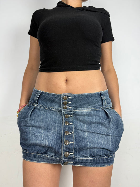 Blue denim low rise mini skirt (M/L)