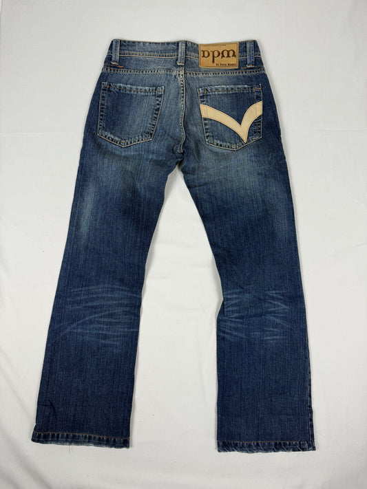 Navy denim low rise straight legs / bootcut pants (XS)