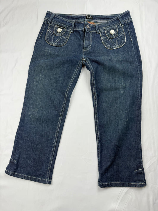 Navy denim low rise capri pants (M)
