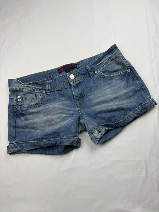Blue denim low rise mini short (XL)