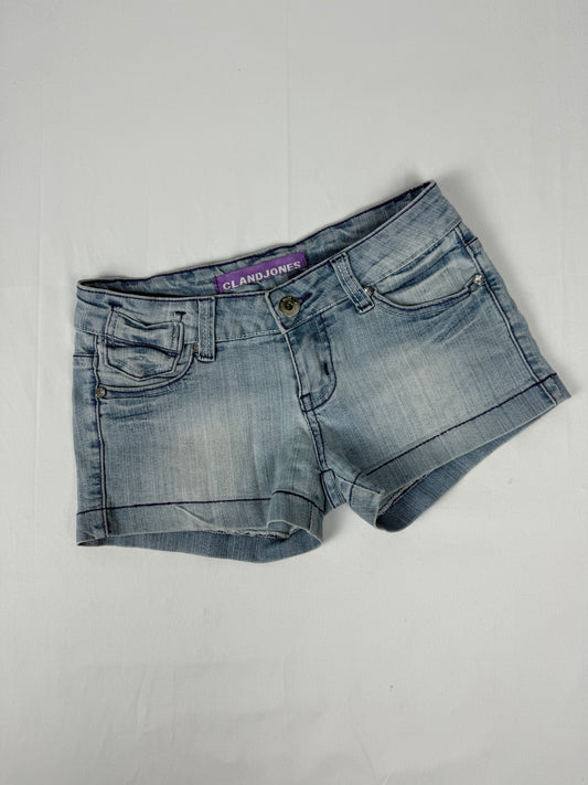 Blue denim low rise mini short (S)