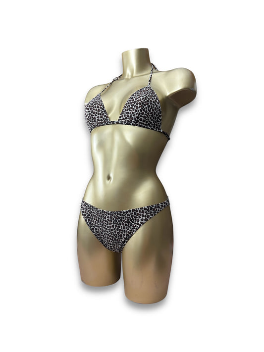 Brown panther print low waisted bikini set (M)