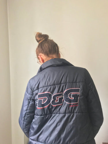 Black parka puffer coat with embroidered D&G logo (S)