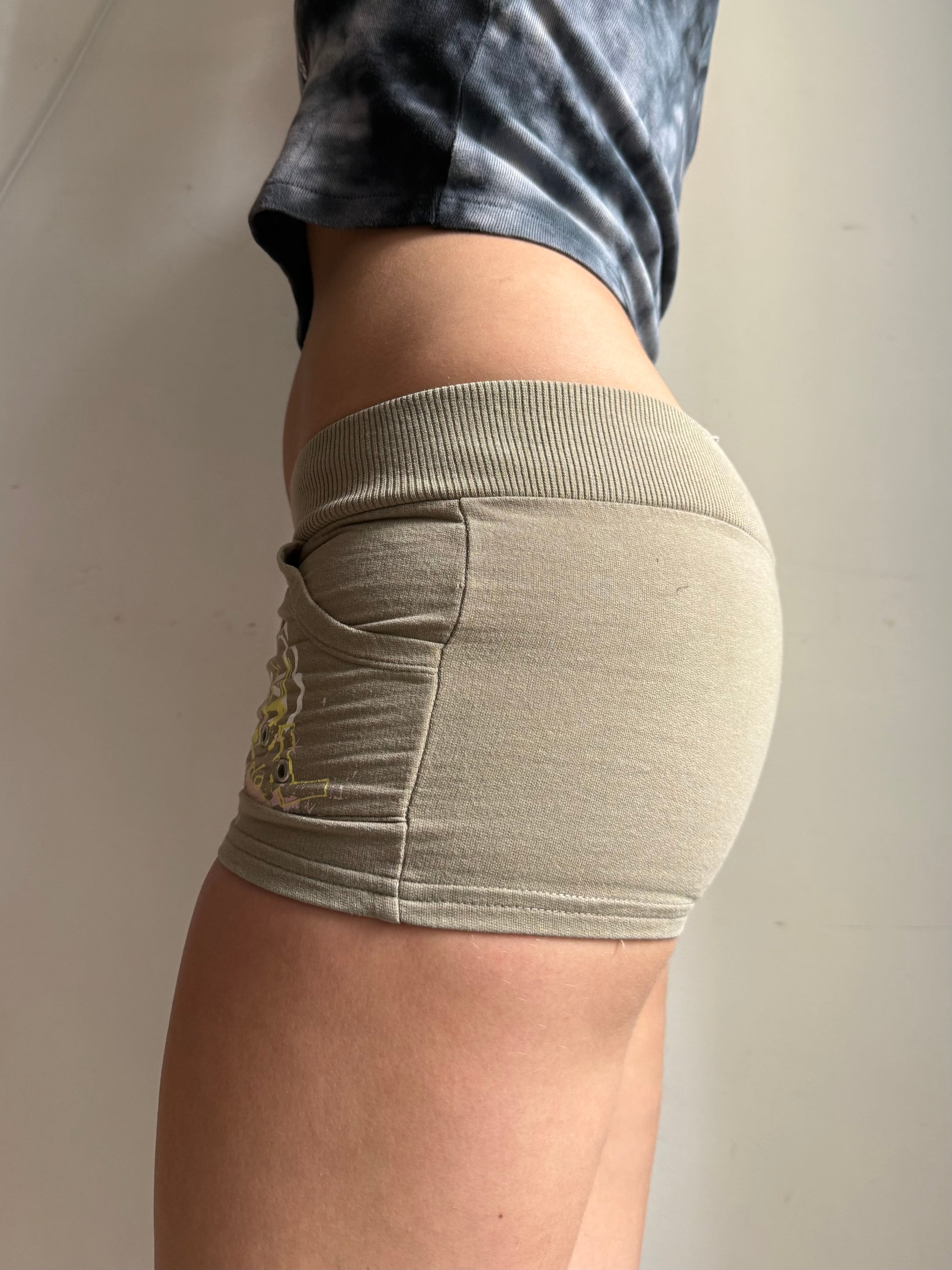 Khaki cotton mini short (XS)