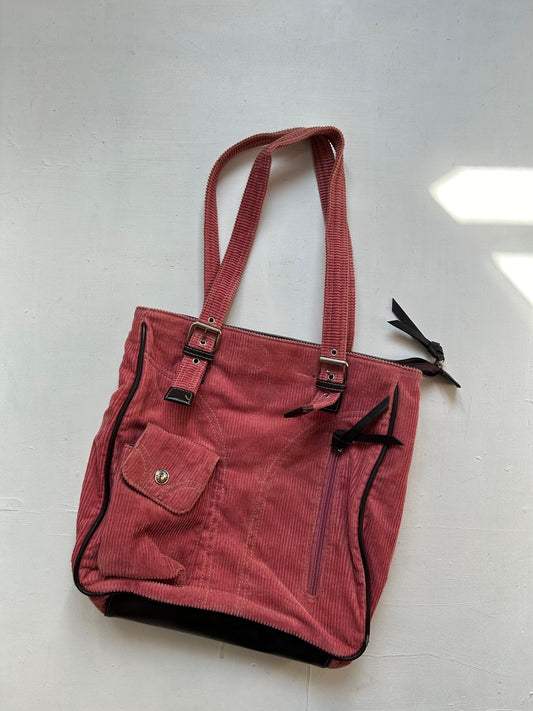 Pink velvet y2k vintage shoulder bag (33x32cm)