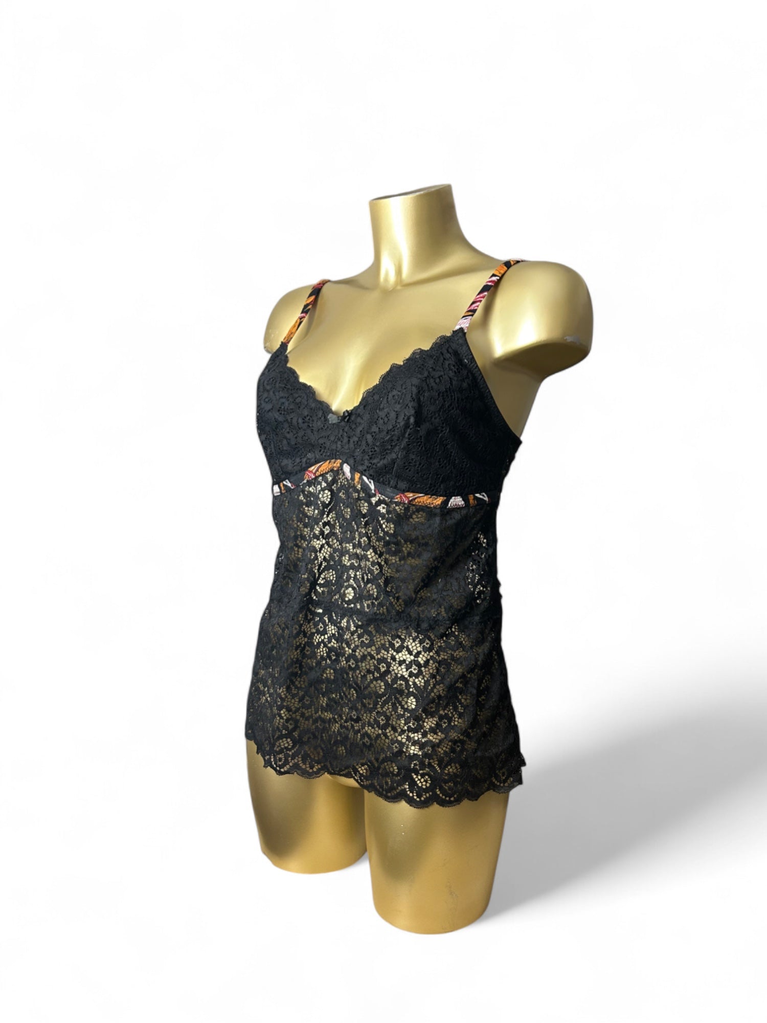 Black lace babydoll cami top (XL)