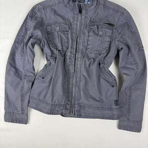 Grey cotton zip up biker jacket (M)