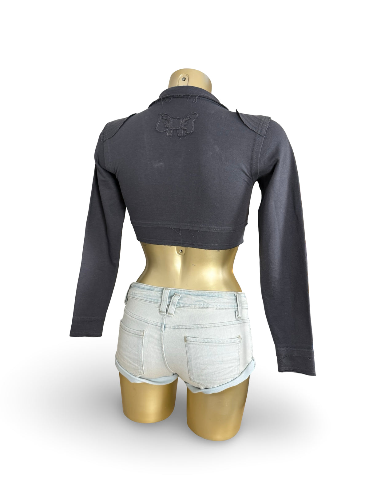 Navy zip up long sleeves top (XS)