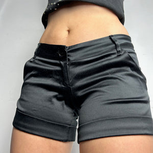Black satin mini/micro short (M)