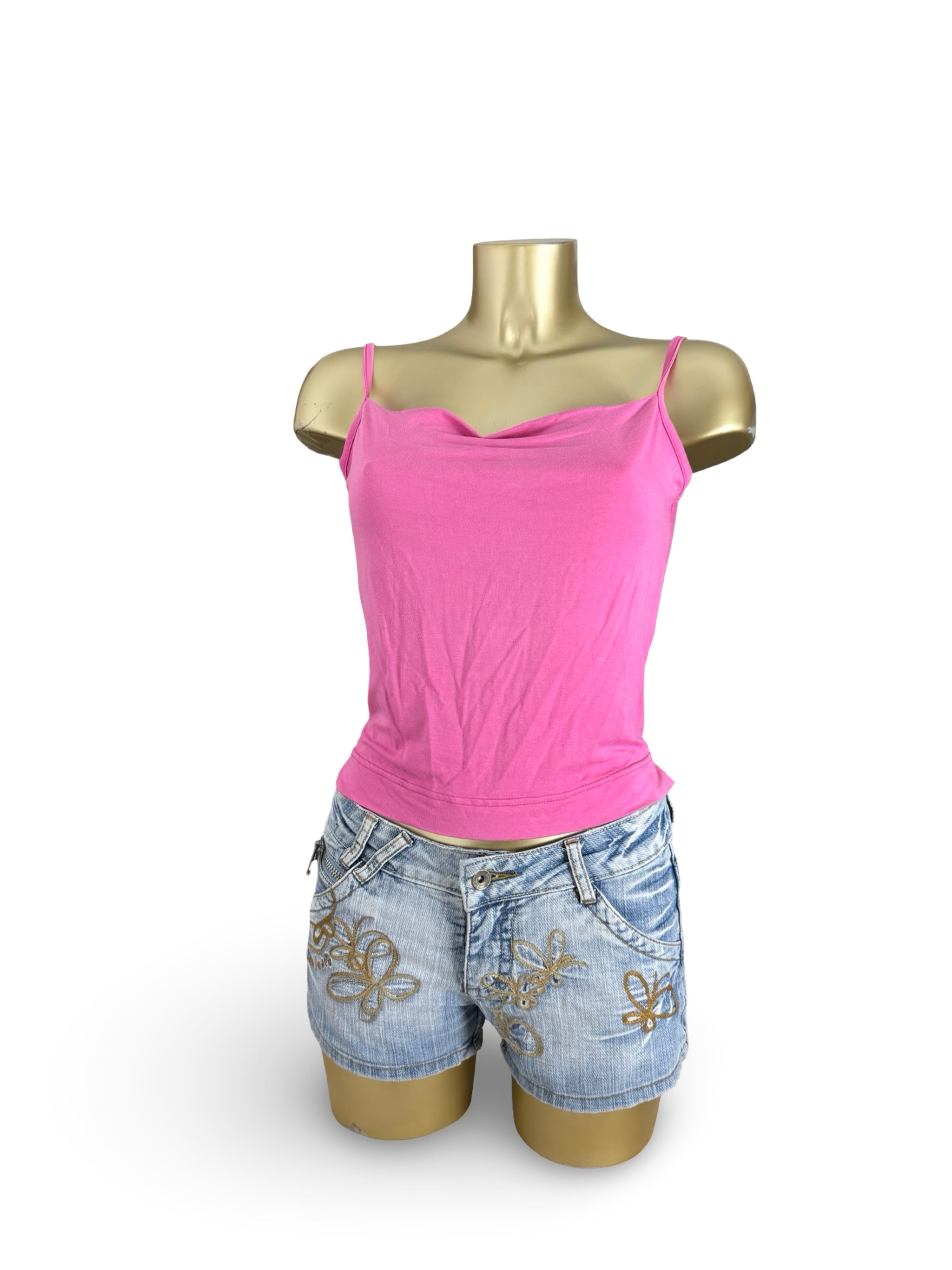 Pink plunge neck tight fit top (M/L)