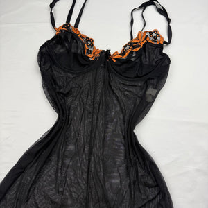 Black mesh corset babydoll top (S)