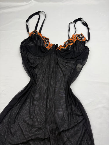 Black mesh corset babydoll top (S)