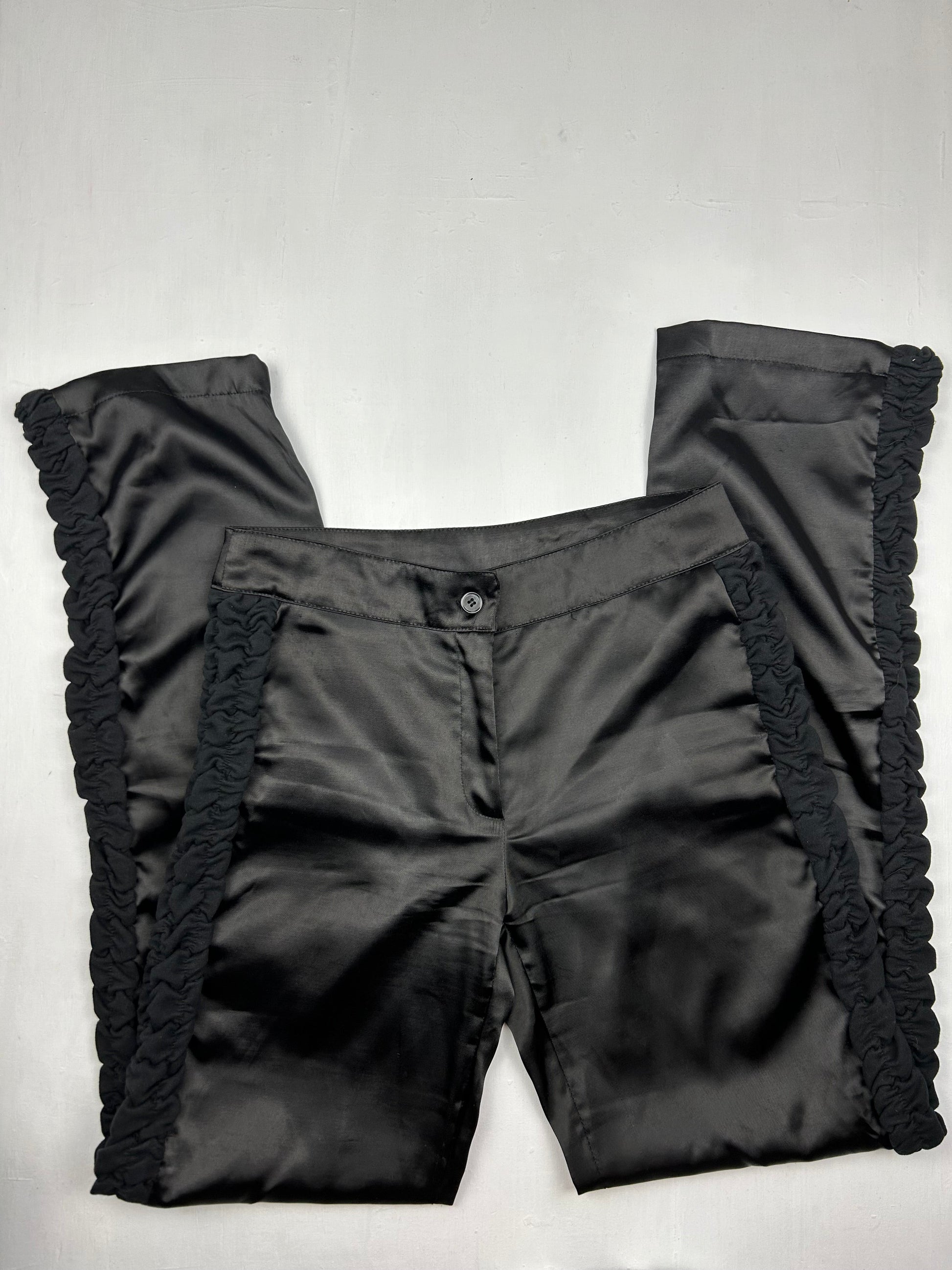 Black silky low rise bootcut office pants (M)