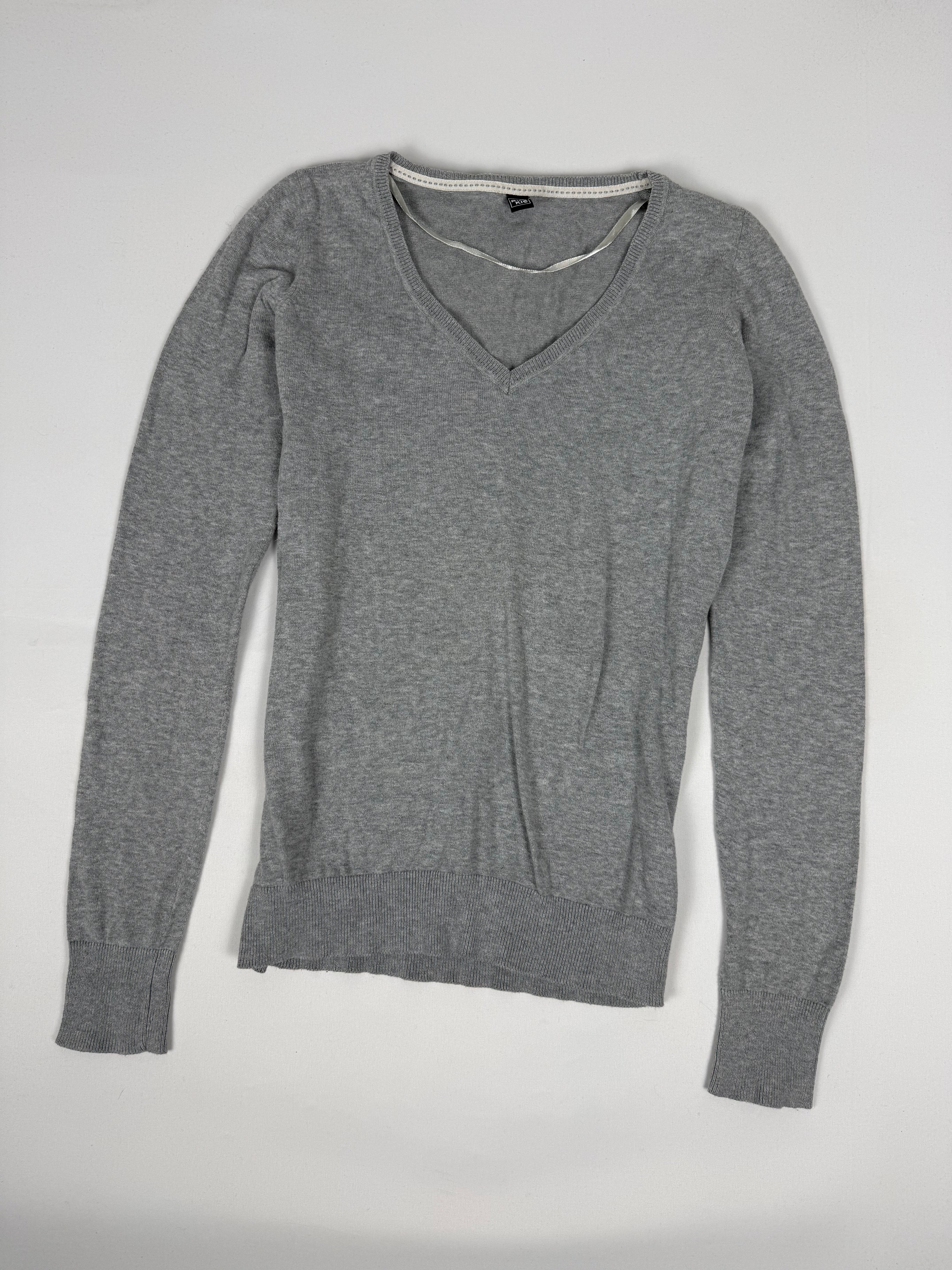 Pull col en V gris (M)