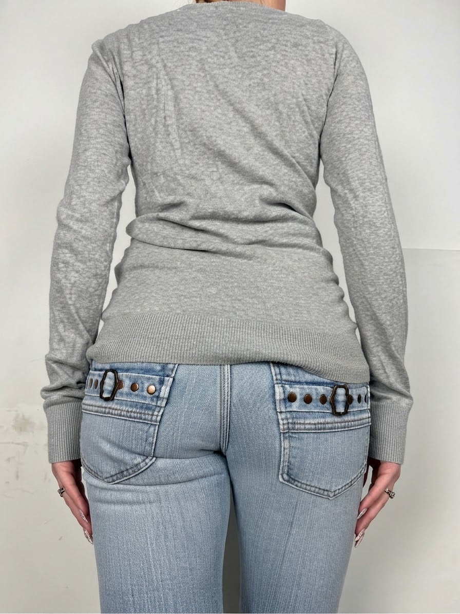 Pull col en V gris (M)