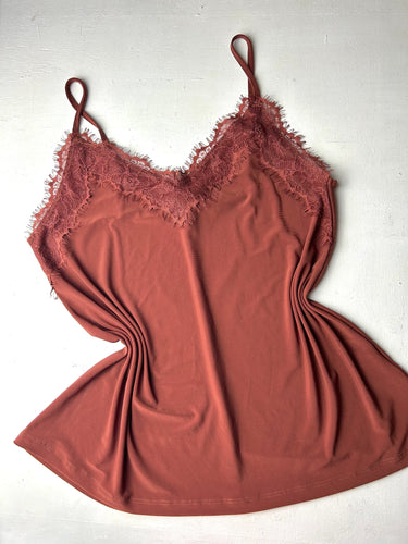 Rust lace mesh cami top (M)