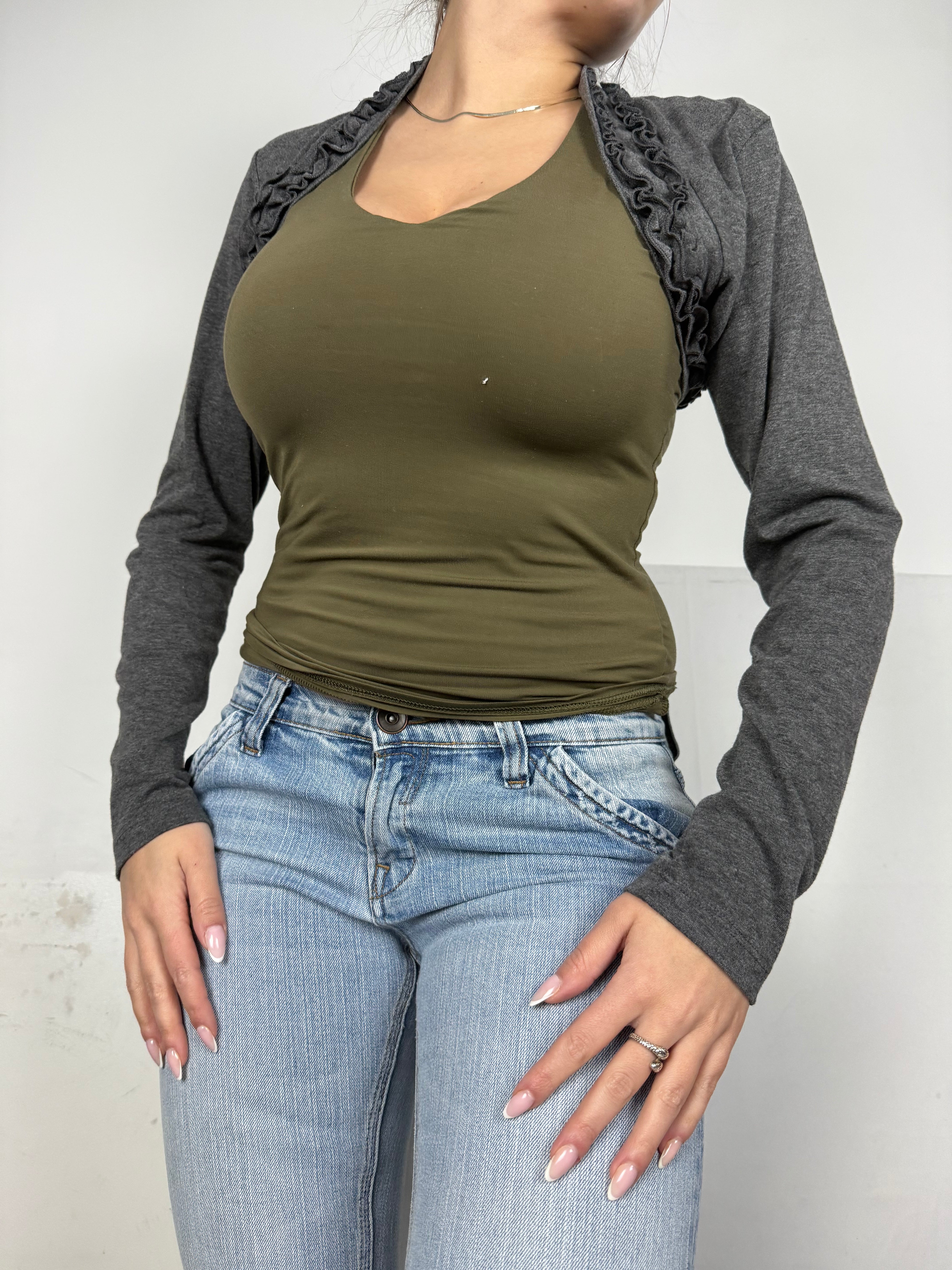 Grey bolero long sleeves top (S)