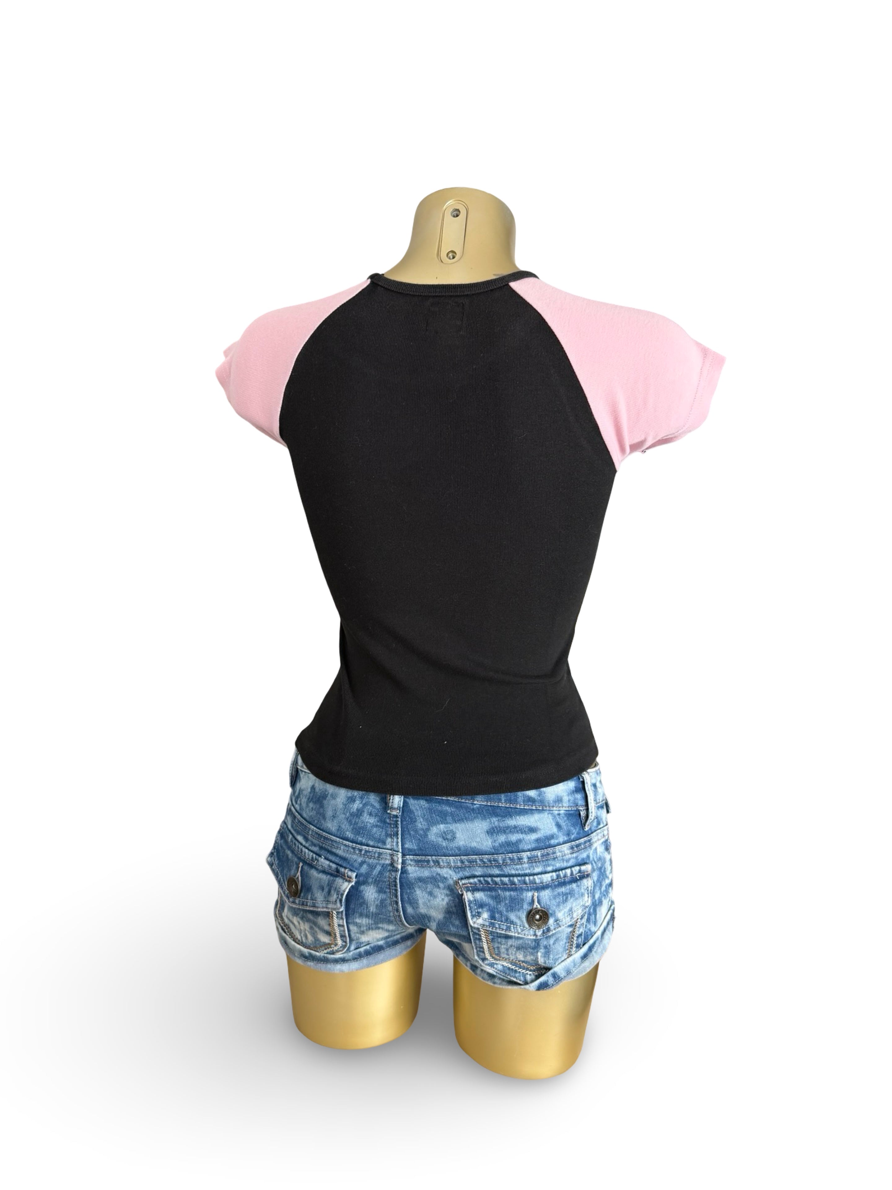 Black & pink graphic cotton tee (XS)