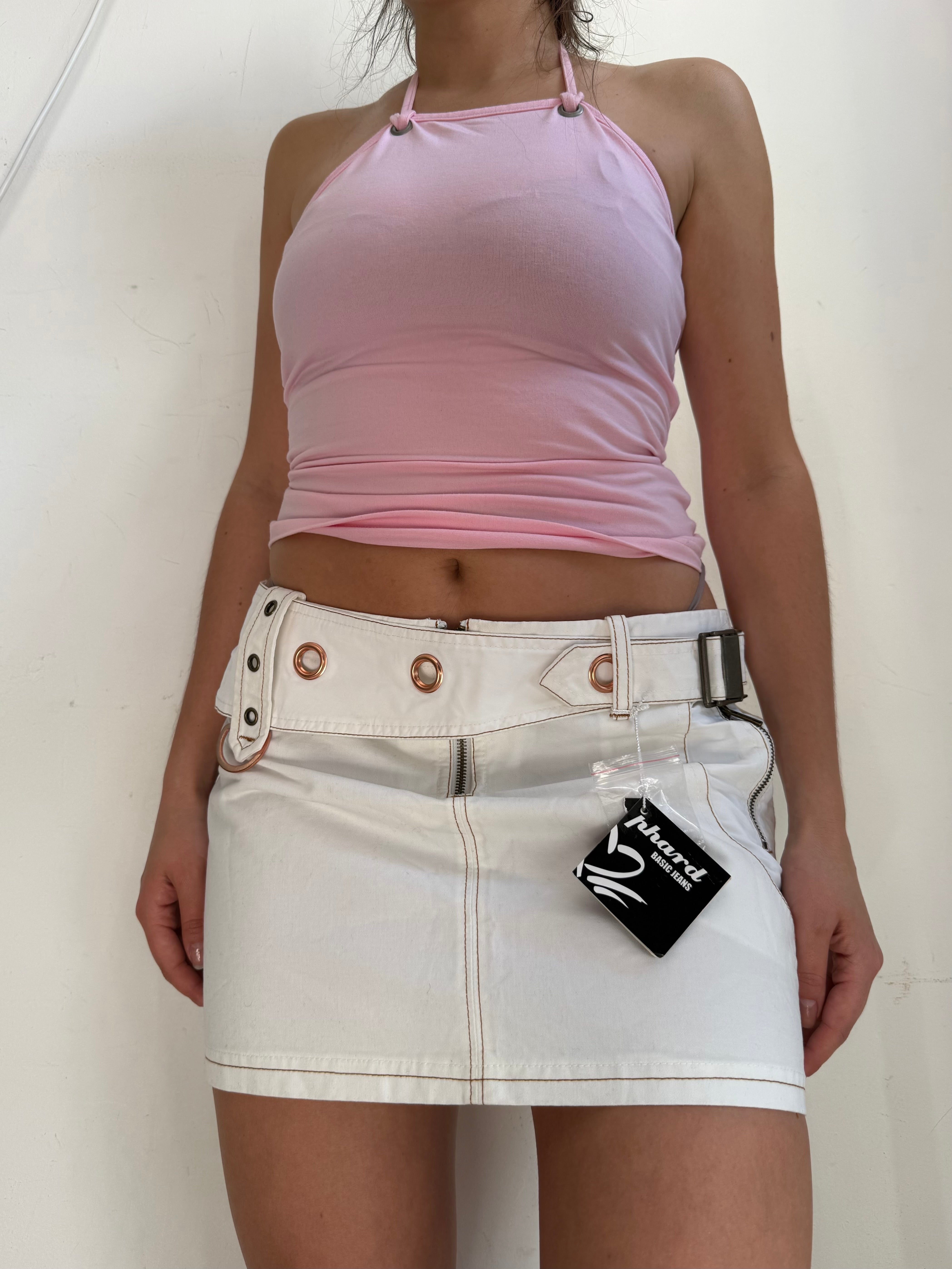 White denim low rise mini skirt (M/L)