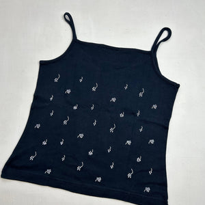Navy blue embroidered cami top (M)
