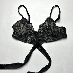 Black mesh tie up bralette (S)
