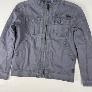 Grey cotton zip up biker jacket (M)