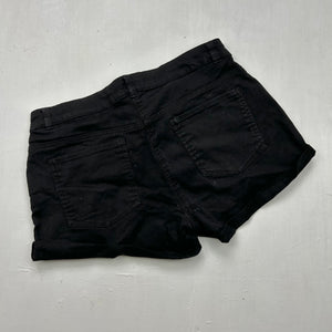 Black denim low rise mini short (S)