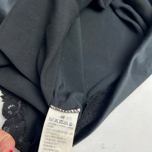 Black satin silk effect strass cami top (M/L)