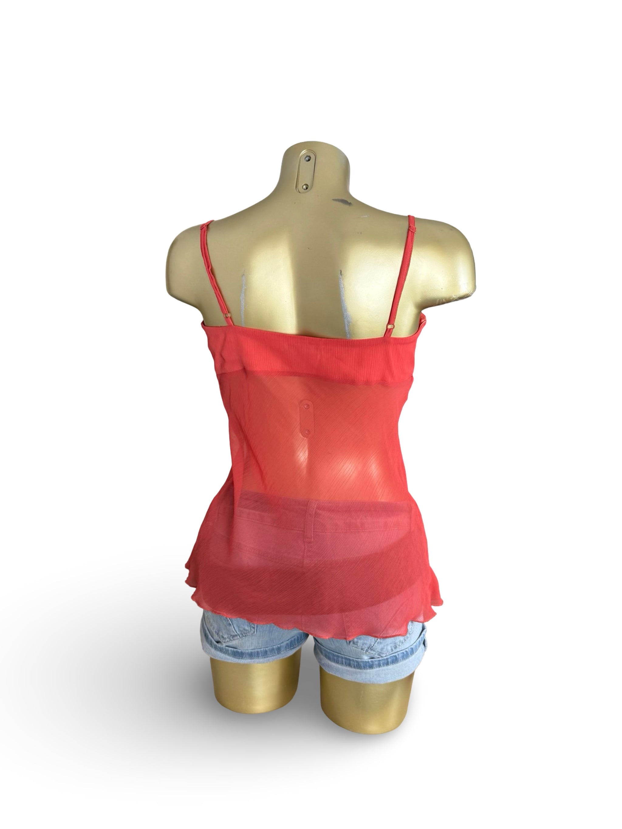 Orange mesh lined asymmetrical top (M/L)