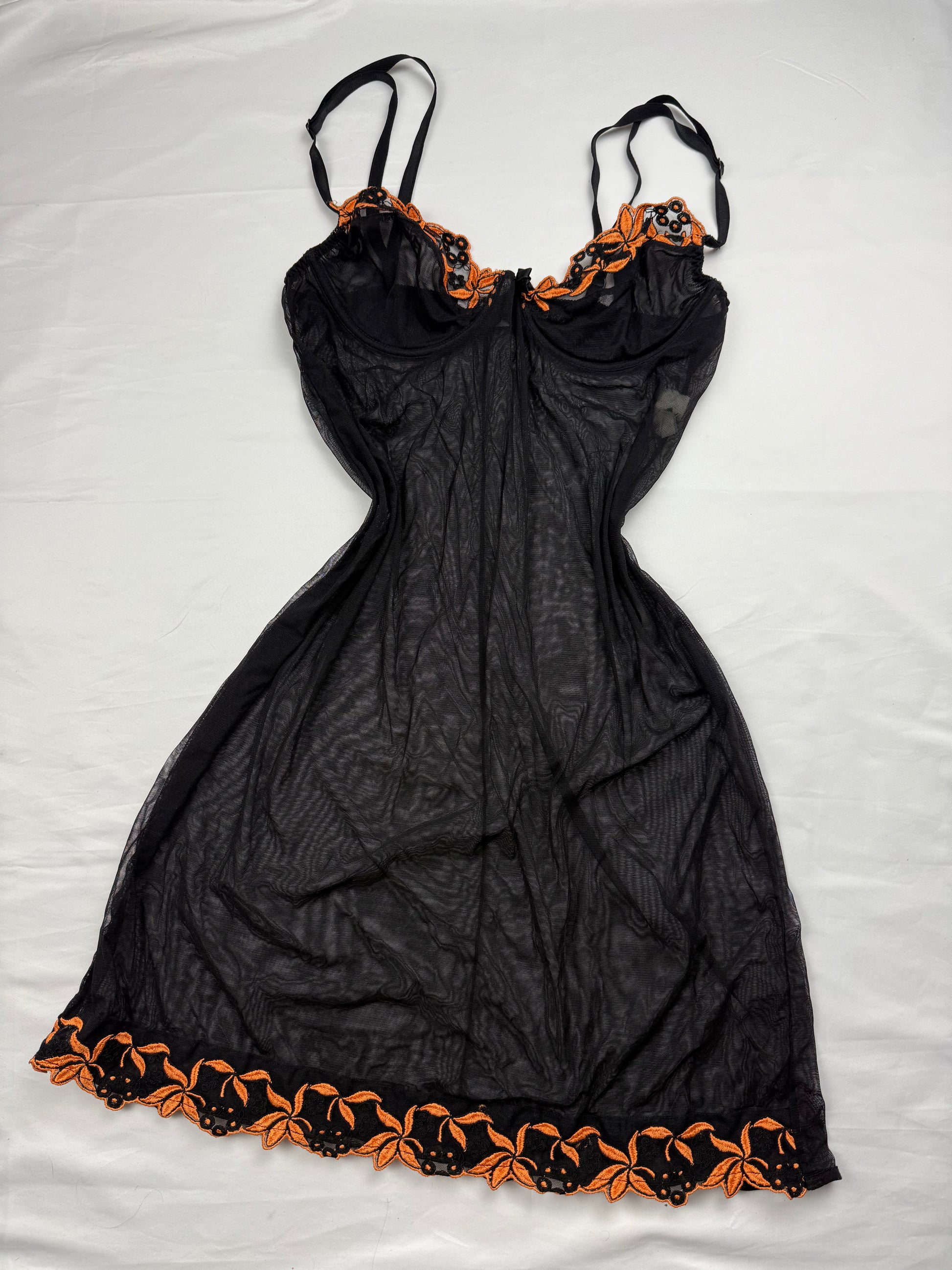 Black mesh corset babydoll top (S)