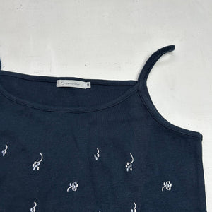 Navy blue embroidered cami top (M)